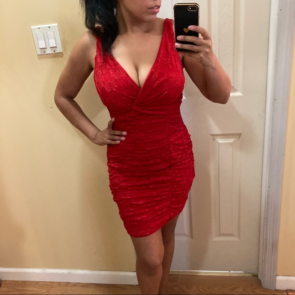 Low cut Red Dress